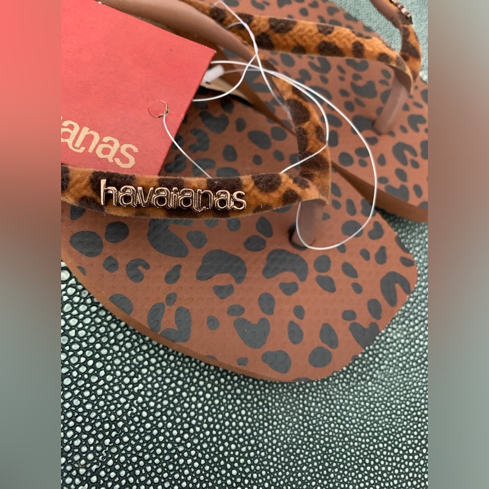 Havaianas NWT Women’s Flip Flops Beach Sandals  size US 7/8 ~ Cheetah - Picture 7 of 13